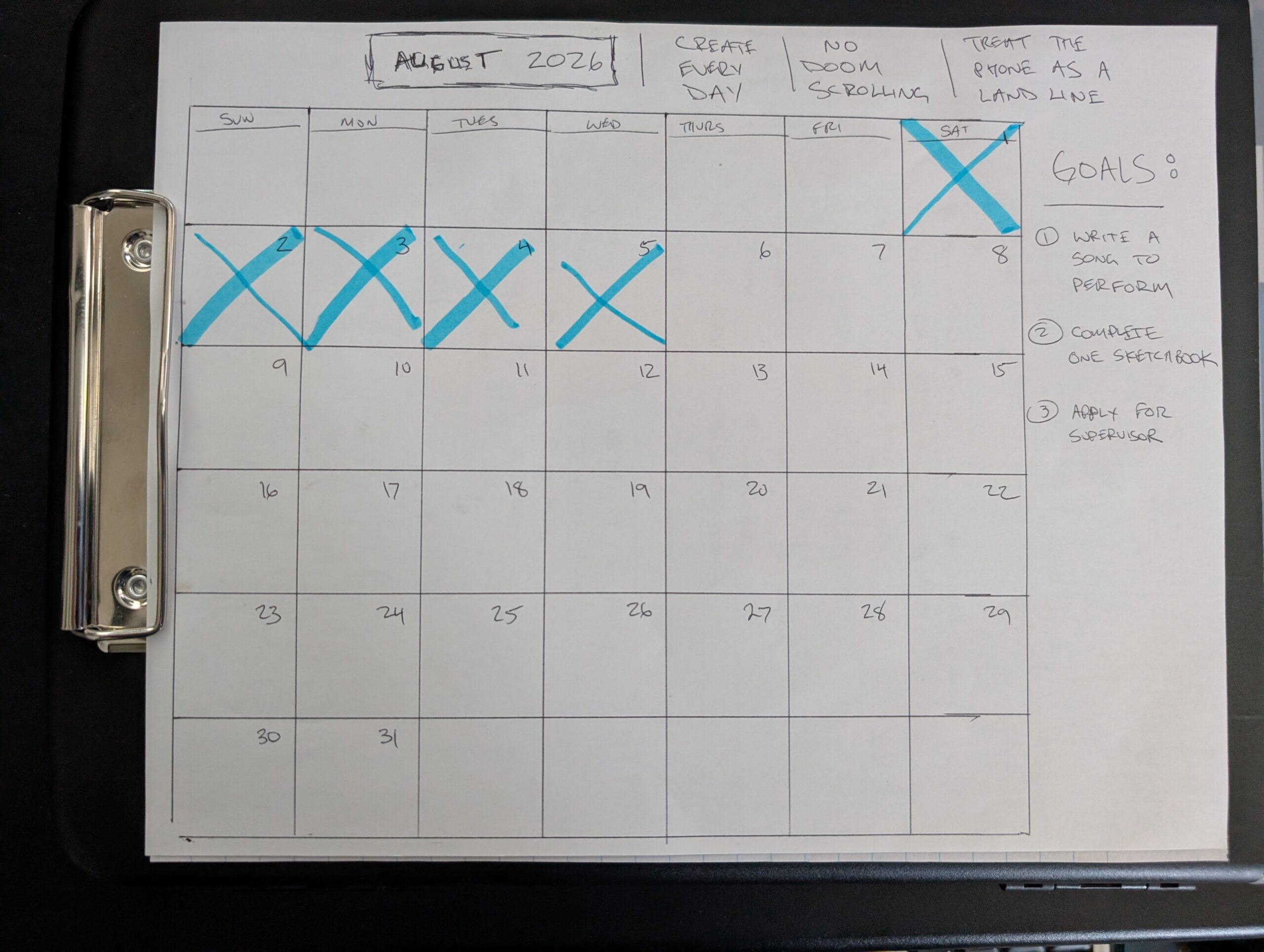 Some Goals for August